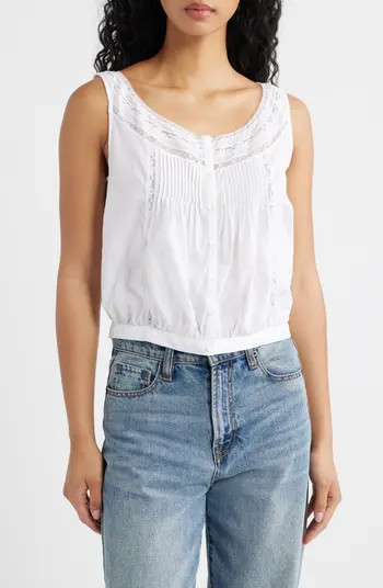 Lace Inset Pintuck Sleeveless Top | Nordstrom