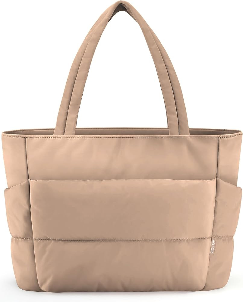 HOTOR Puffer Tote Bag for Women, Nurses - Multi-Pocket Lightweight Bag for Work - Quilted Handbag... | Amazon (US)