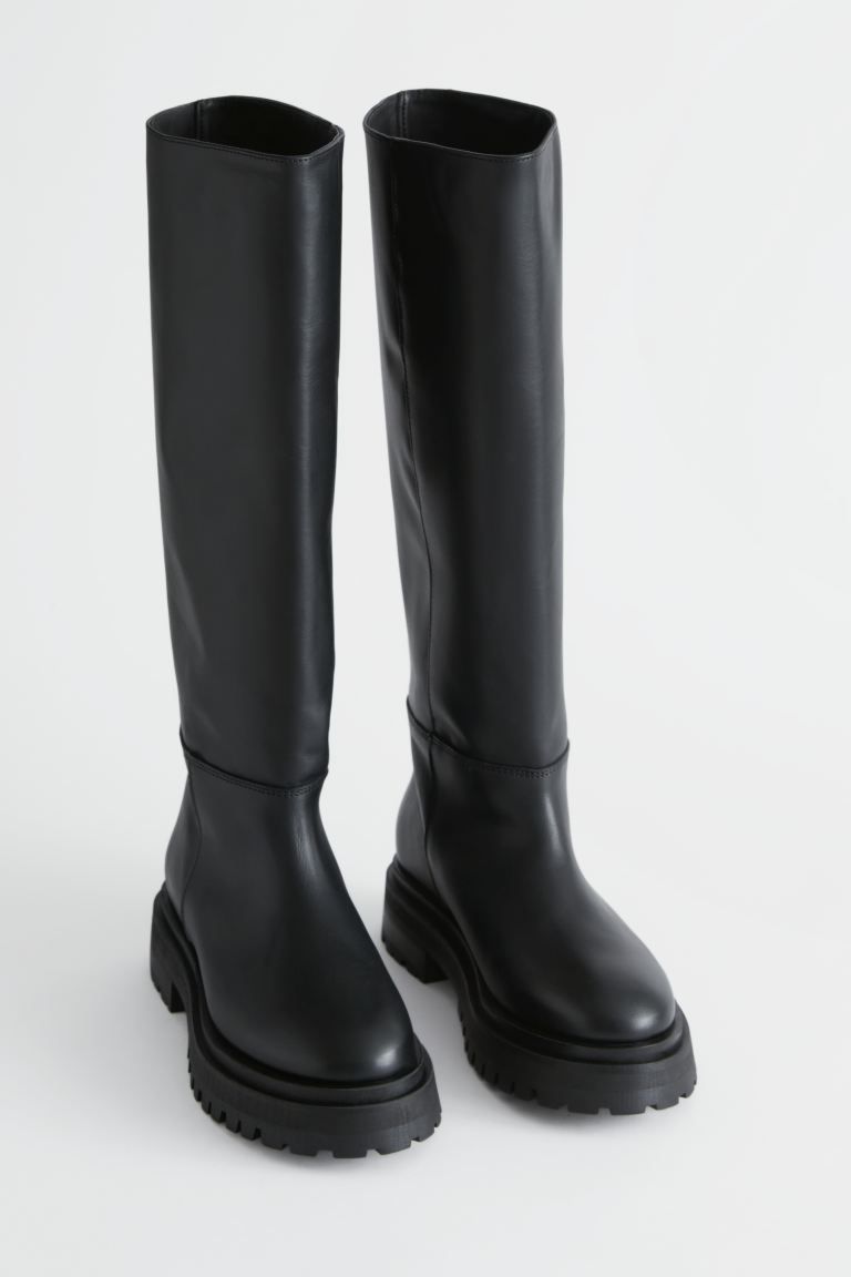 Chunky Tall Leather Boots | H&M (UK, MY, IN, SG, PH, TW, HK)