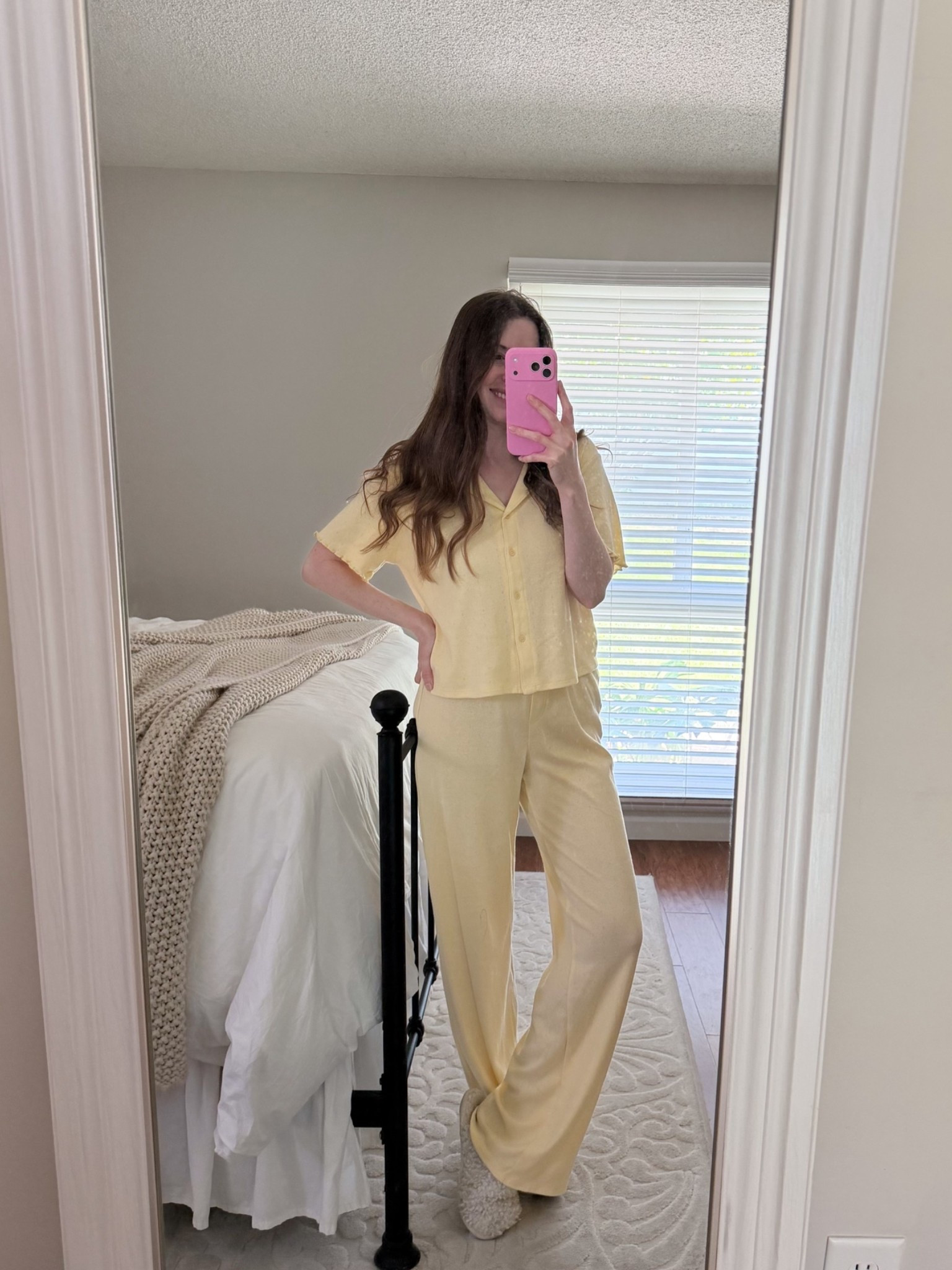 Pointelle pajamas from target 💛 the top comes with shorts and the pants are sold separately. wearing smalls!