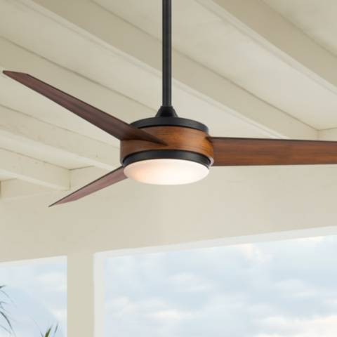 54" WAC Mod Wet Rated LED Matte Black Smart Control Ceiling Fan | Lamps Plus