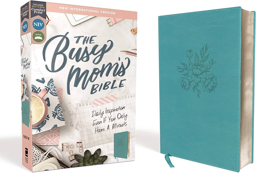 NIV, The Busy Mom's Bible, Leathersoft, Teal, Red Letter, Comfort Print: Daily Inspiration Even I... | Amazon (US)