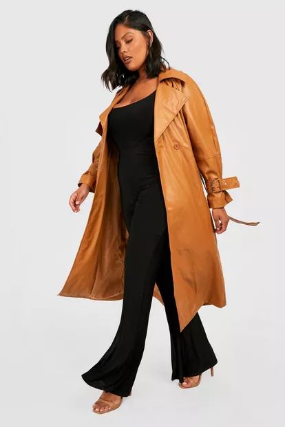 Plus Pu Buckle Cuff Trench Coat | Boohoo.com (US & CA)