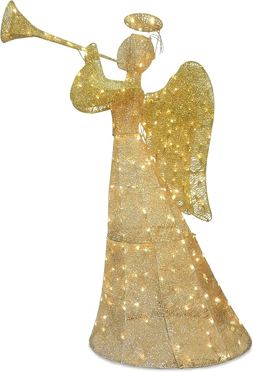 National Tree 60 Inch Champagne Sisal Angel with 210 White LED Lights (DF-210004C) | Amazon (US)