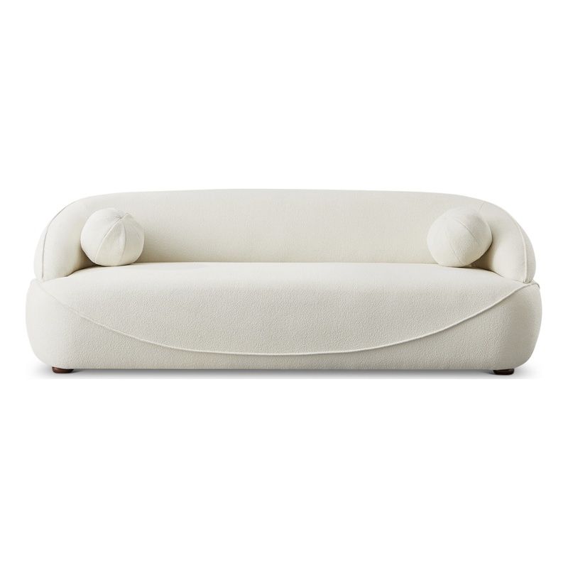 Borsan Modern Luxury Japandi Style Boucle Fabric Curvy Sofa Couch in Cream - Walmart.com | Walmart (US)