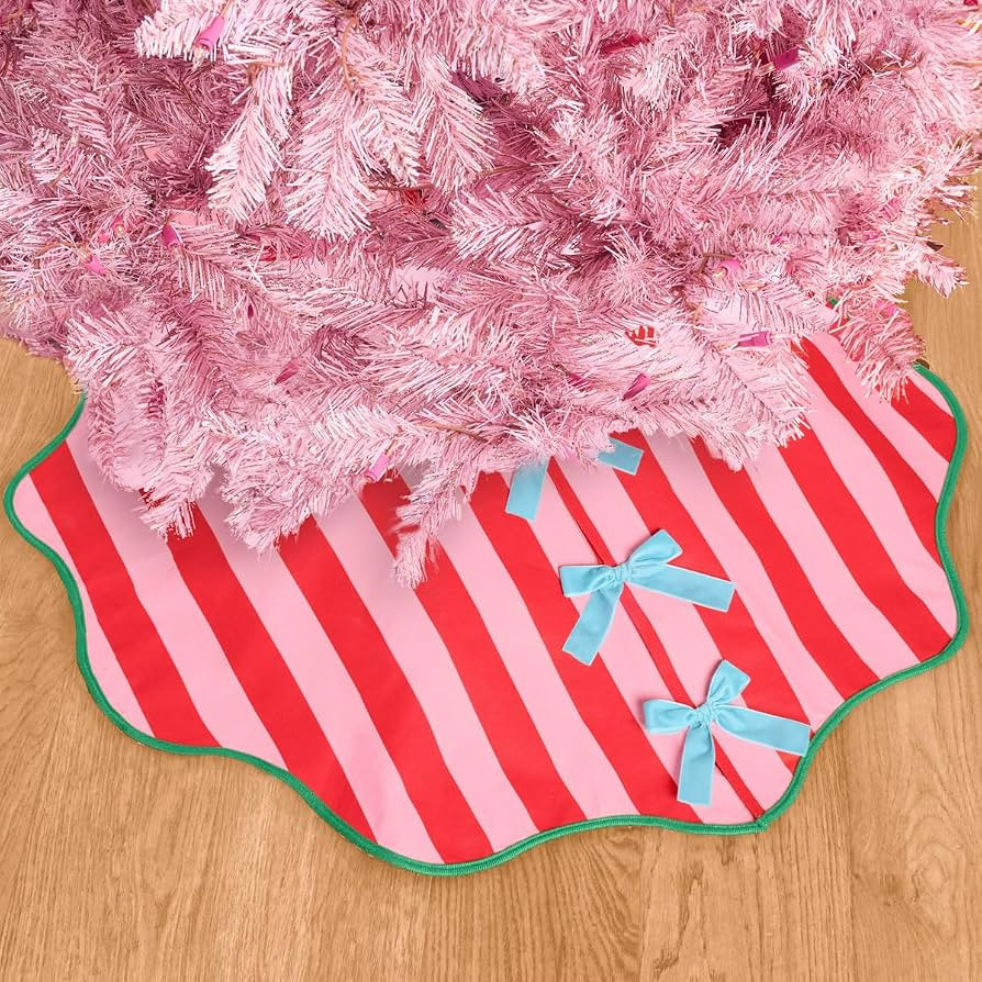 xo, Fetti Candy Cane Christmas Tree Skirt | 36" | Holiday Bow Decorations, Merry Xmas Party Acces... | Amazon (US)