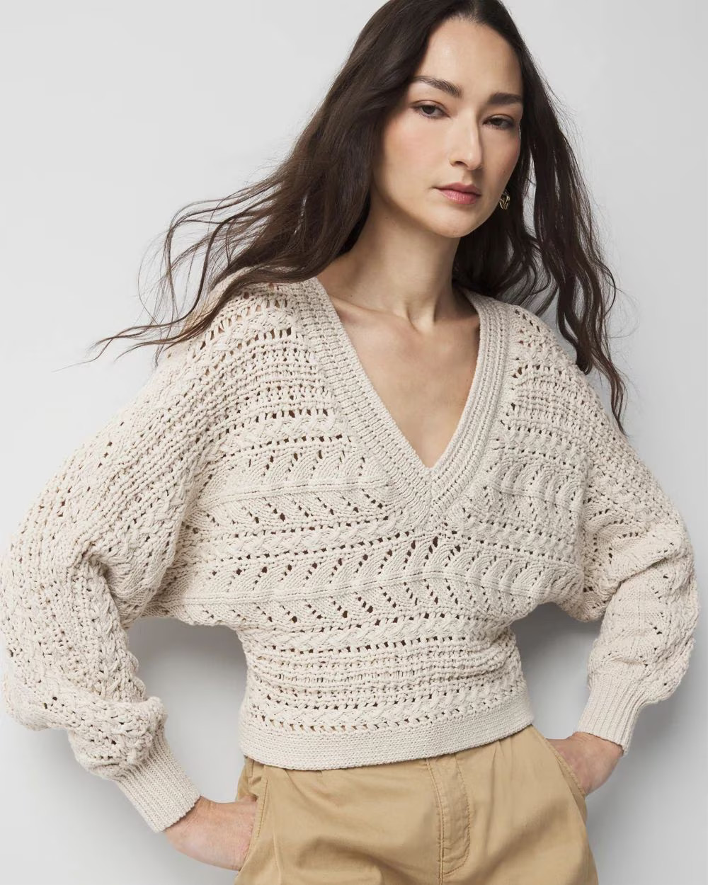 Chunky Knit Dolman Pullover Sweater | White House Black Market