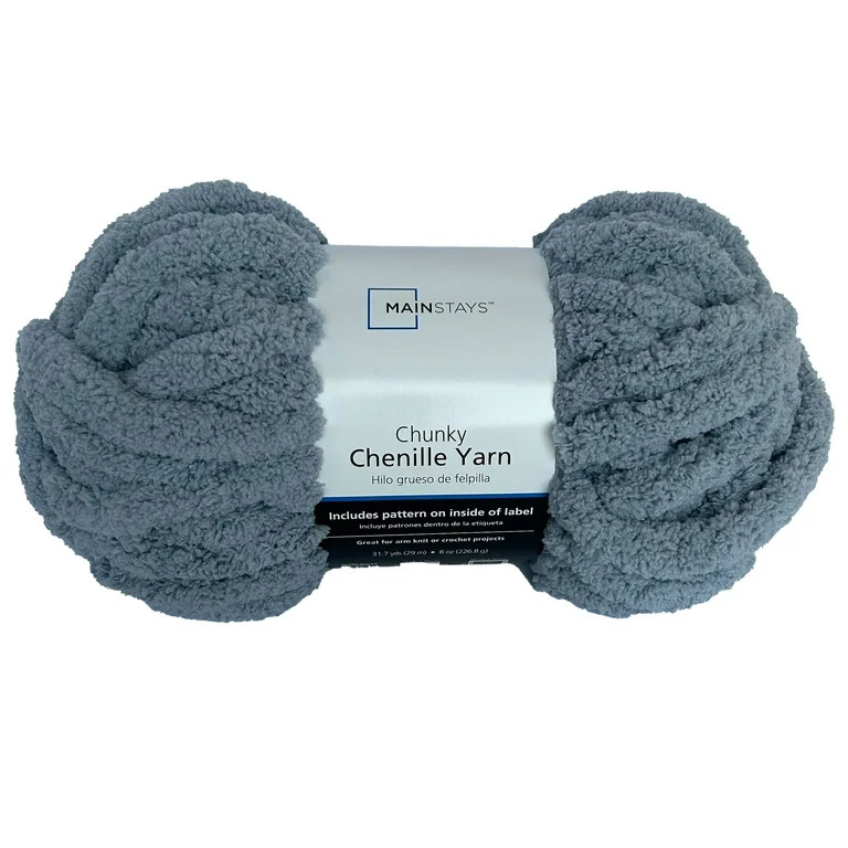 Mainstays Chunky Chenille Yarn, 31.7 yd, Light Blue, 100% Polyester | Walmart (US)