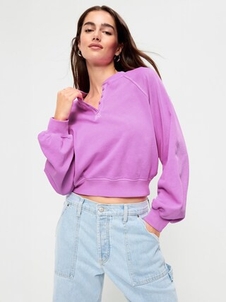 SoComfy Oversized Button-Front Sweatshirt | Old Navy (US)