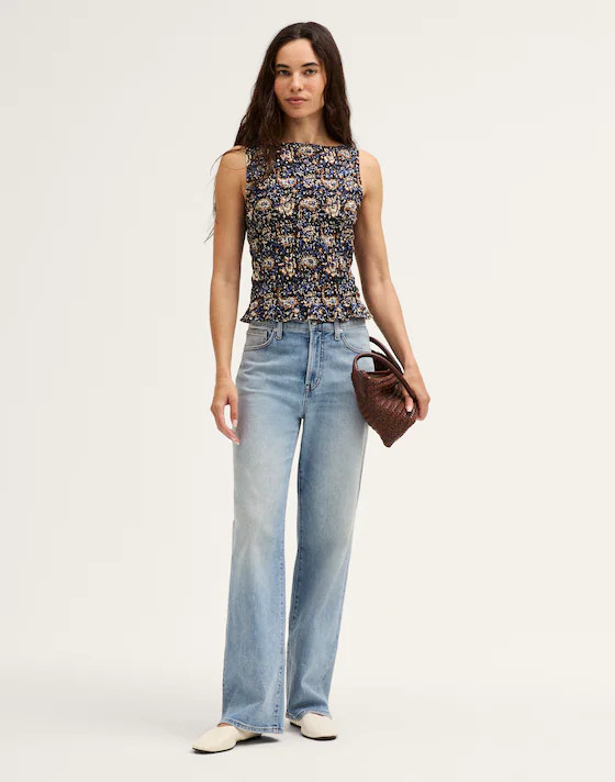 Smocked Boatneck Sleeveless Top | Madewell
