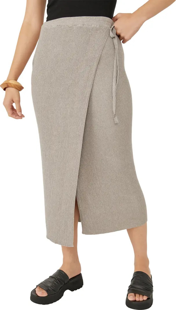 Free People Borderline Knit Wrap Midi Skirt | Nordstrom | Nordstrom