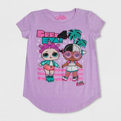 Girls' L.O.L. Surprise! BFF's 4 Eva Short Sleeve T-Shirt - Lilac Heather | Target