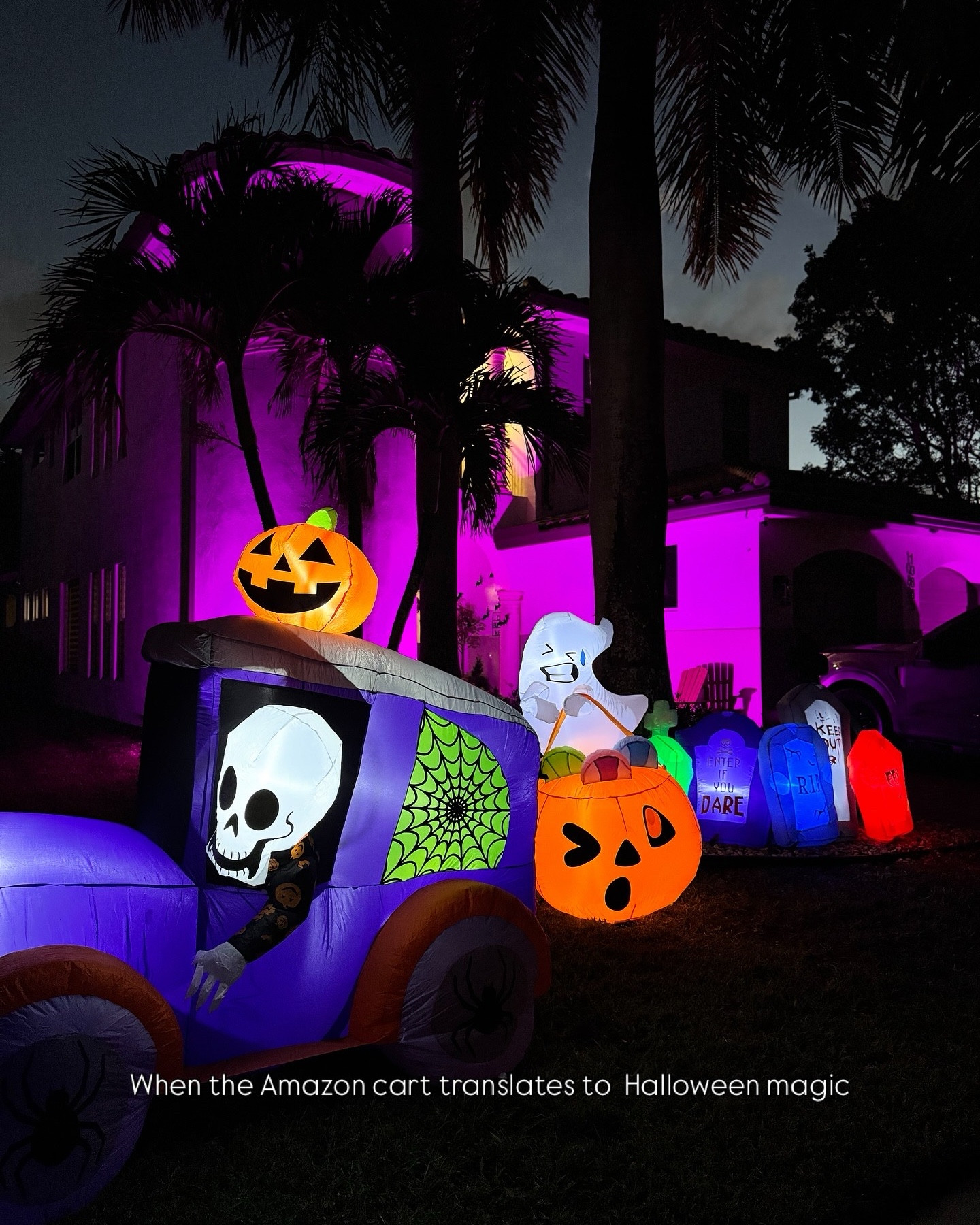 Easy Halloween decorations for outdoors. Inflatables are my favorite because they easily store. The LED floodlights illuminate the whole exterior with little effort. They are smart lights and app controlled. Perfect for changing vibes for all the holidays

#LTKSeasonal #LTKHalloween #LTKHome