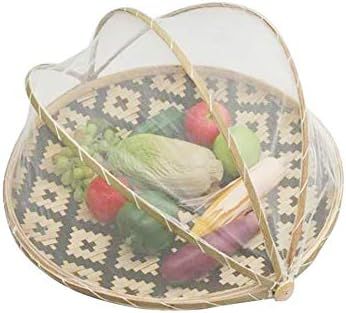 Food Serving Tent Basket - BESTCHANCEUS Hand-Woven Bamboo-Serving-Basket Dustproof-Bug-Proof Mosq... | Amazon (US)