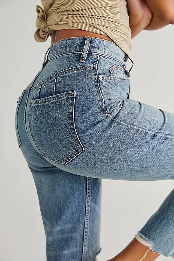 CRVY Georgine Mom Jeans by Free People, Back Road Blue, 34 | Free People (Global - UK&FR Excluded)