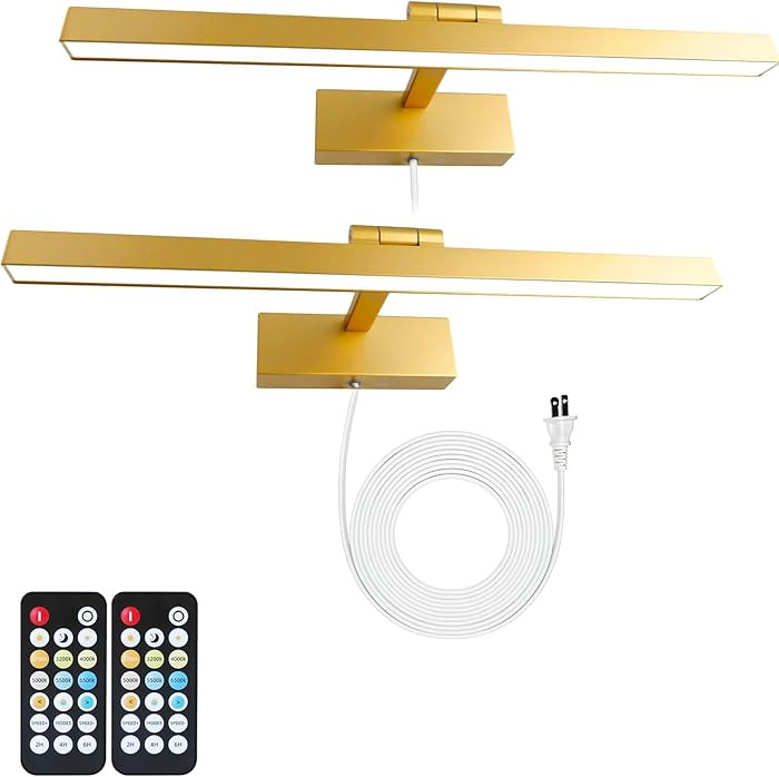 Picture Light for Paintings Plug in, 16" 6W Remote Control Wall lights for Painting, 3 Color Temp... | Amazon (US)