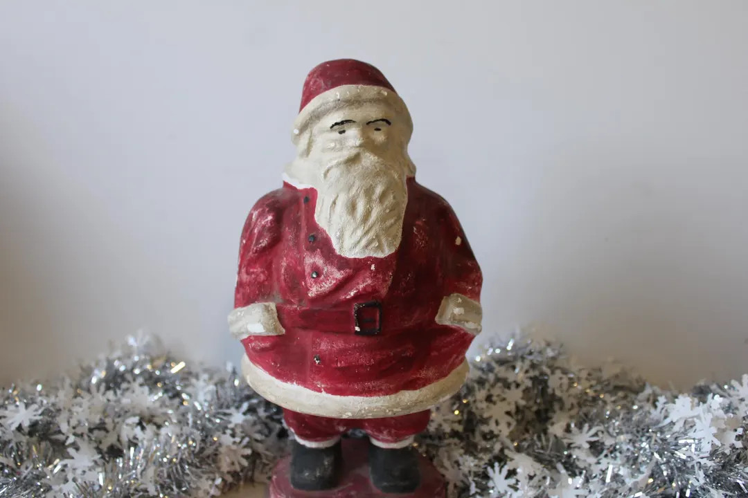 Vintage Santa Statue Large Chippy Painted Aged Christmas Holiday Decor - Etsy.de | Etsy (US)
