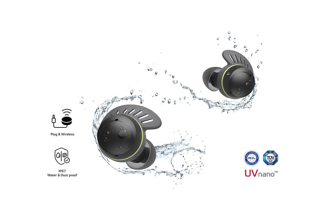LG  TONE Free fit UTF8- Waterproof Sports Wireless Bluetooth Earbuds with Plug & Wireless Connect... | LG AV (UK) - TONE Free Earbud
