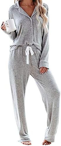 Aamikast Women's Pajama Sets Long Sleeve Button Down Sleepwear Nightwear Soft Pjs Lounge Sets | Amazon (US)