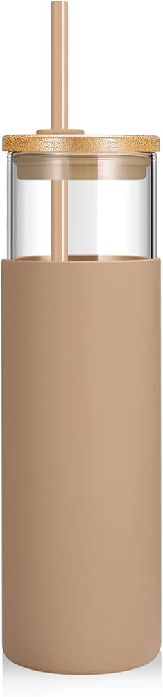 tronco 28oz Glass Tumbler Glass Water Bottle Straw Silicone Protective Sleeve Bamboo Lid - BPA Fr... | Amazon (US)