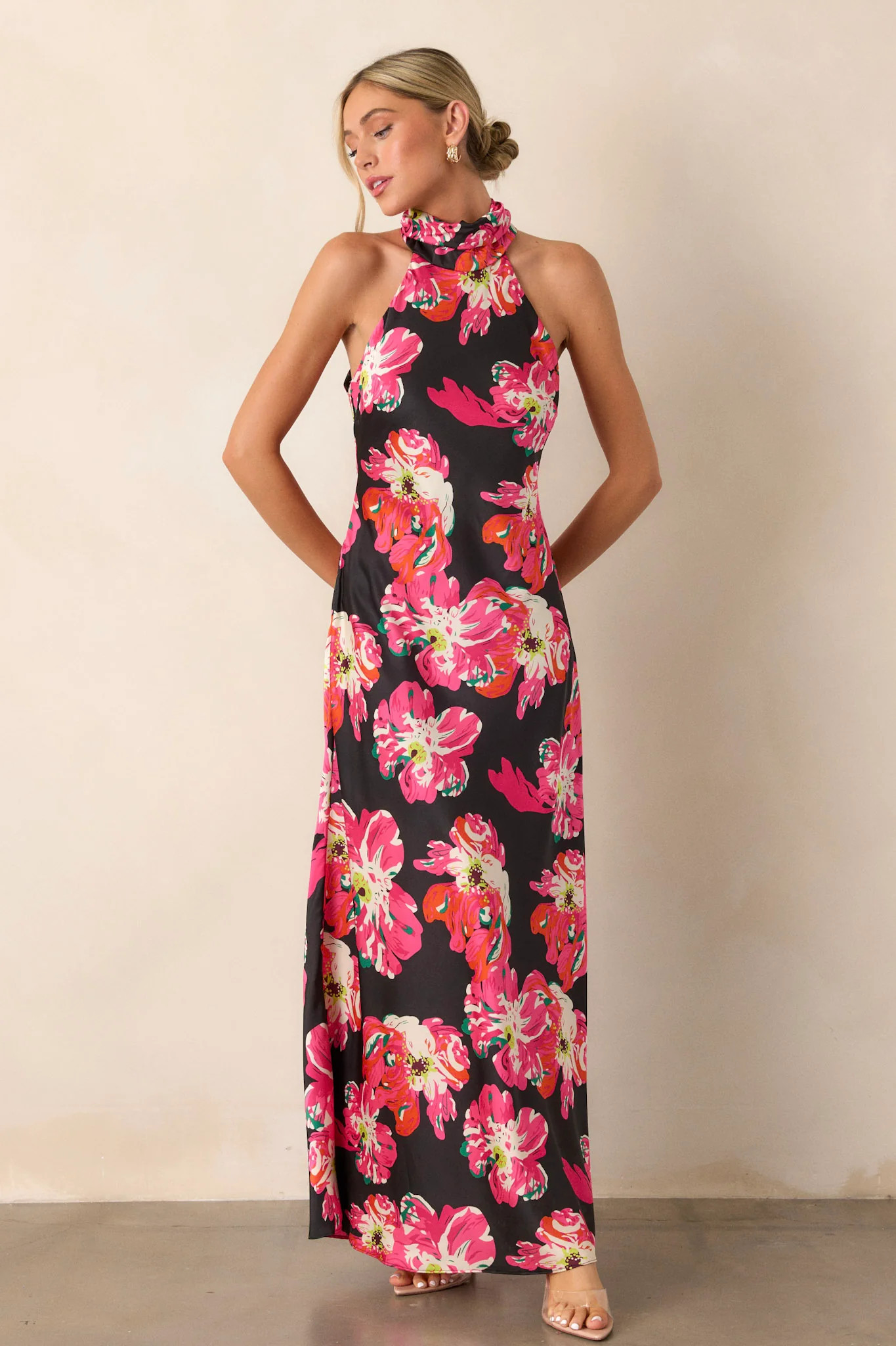 Vibrant Daze Black Floral Maxi Dress | Red Dress