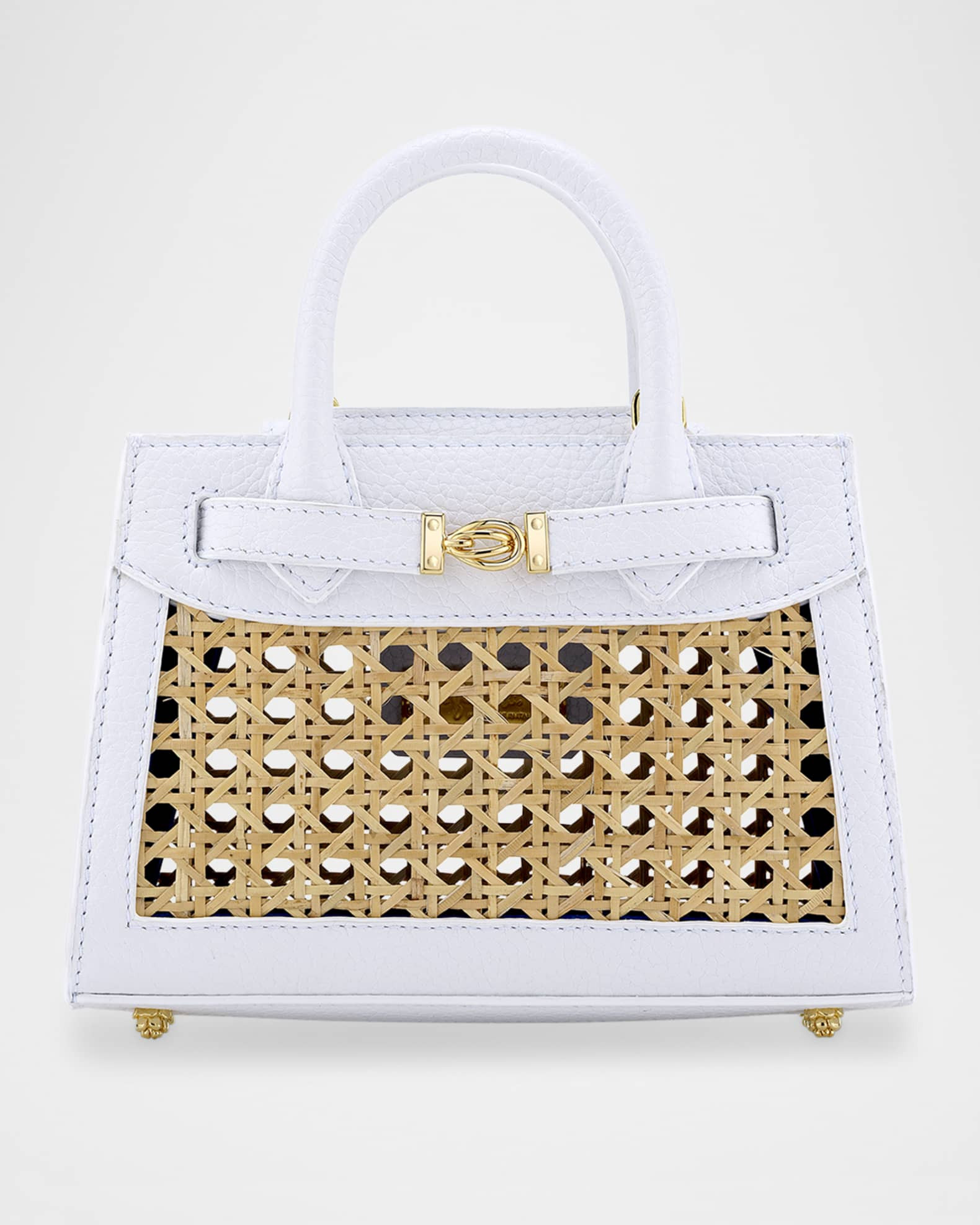 Tyler Ellis Winnie Mini Rattan & Leather Top-Handle Bag | Neiman Marcus