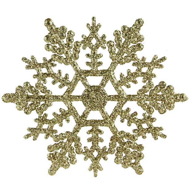 Northlight 24ct Glamour Glitter Snowflake Christmas Ornament Set 4" - Gold | Walmart (US)