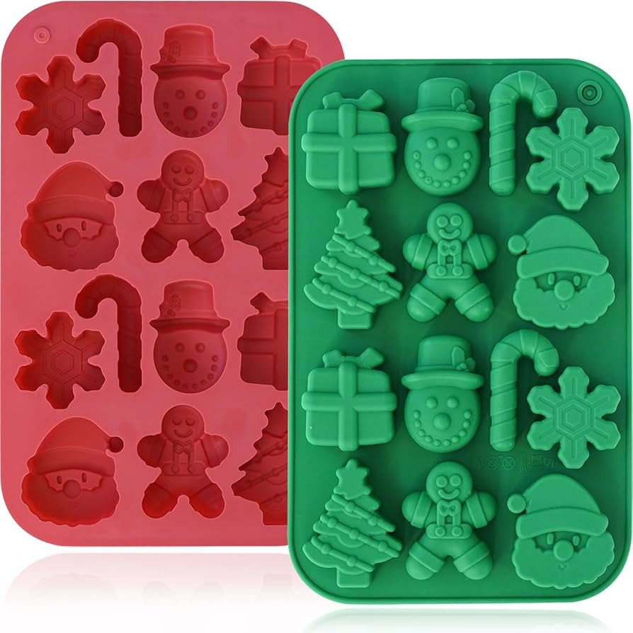 HKNMTT Christmas Silicone Chocolate Molds, 2 PCS Candy Baking Moulds, 3D Snowflake Cane Snowman X... | Amazon (US)