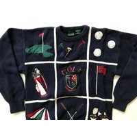 Vintage Golf Sweater W Motifs Very Cool Embroidery Of Golfers & Theme Subjects N Vivid Colors/Charming Country Club Golfer | Etsy (US)