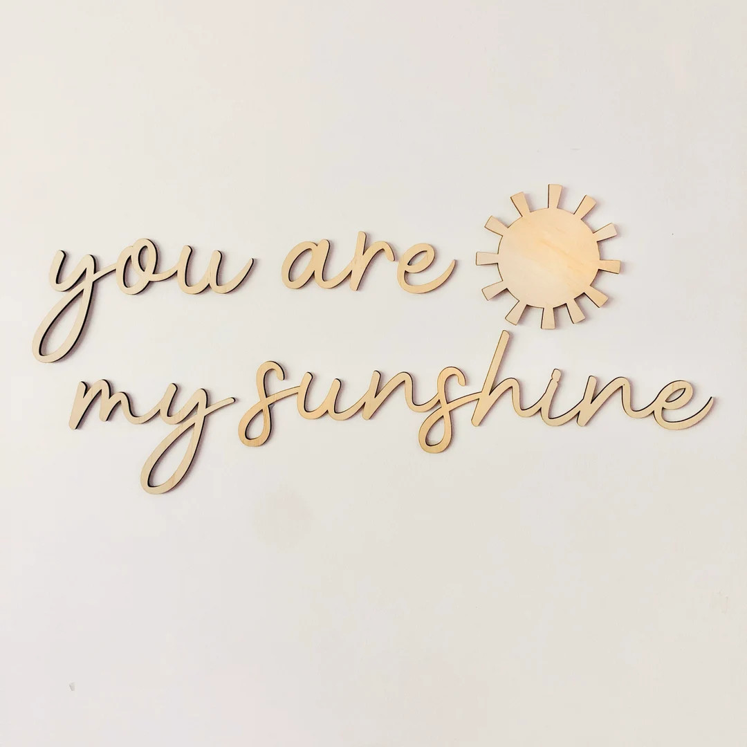 you are my sunshine nursery wooden wall script art AND SUN DECAL | Etsy (US)