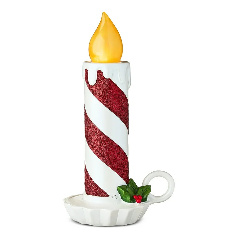 Mr. Christmas 10" Glittery Red and White Striped Candle Décor - Walmart.com | Walmart (US)