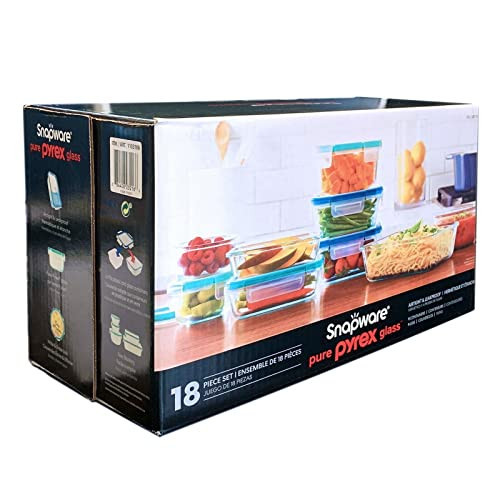 Snapware Pure Pyrex 18-Piece Glass Food Storage Set, 2.6, Clear | Amazon (US)