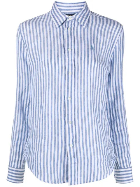 striped linen button-up shirt | Farfetch Global