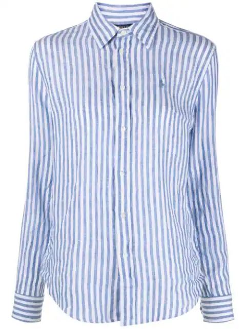 striped linen button-up shirt | Farfetch Global