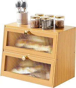 Large Double Layer Wooden Bread Box for Kitchen Countertop，Bread Storage Container Farmhouse Br... | Amazon (US)