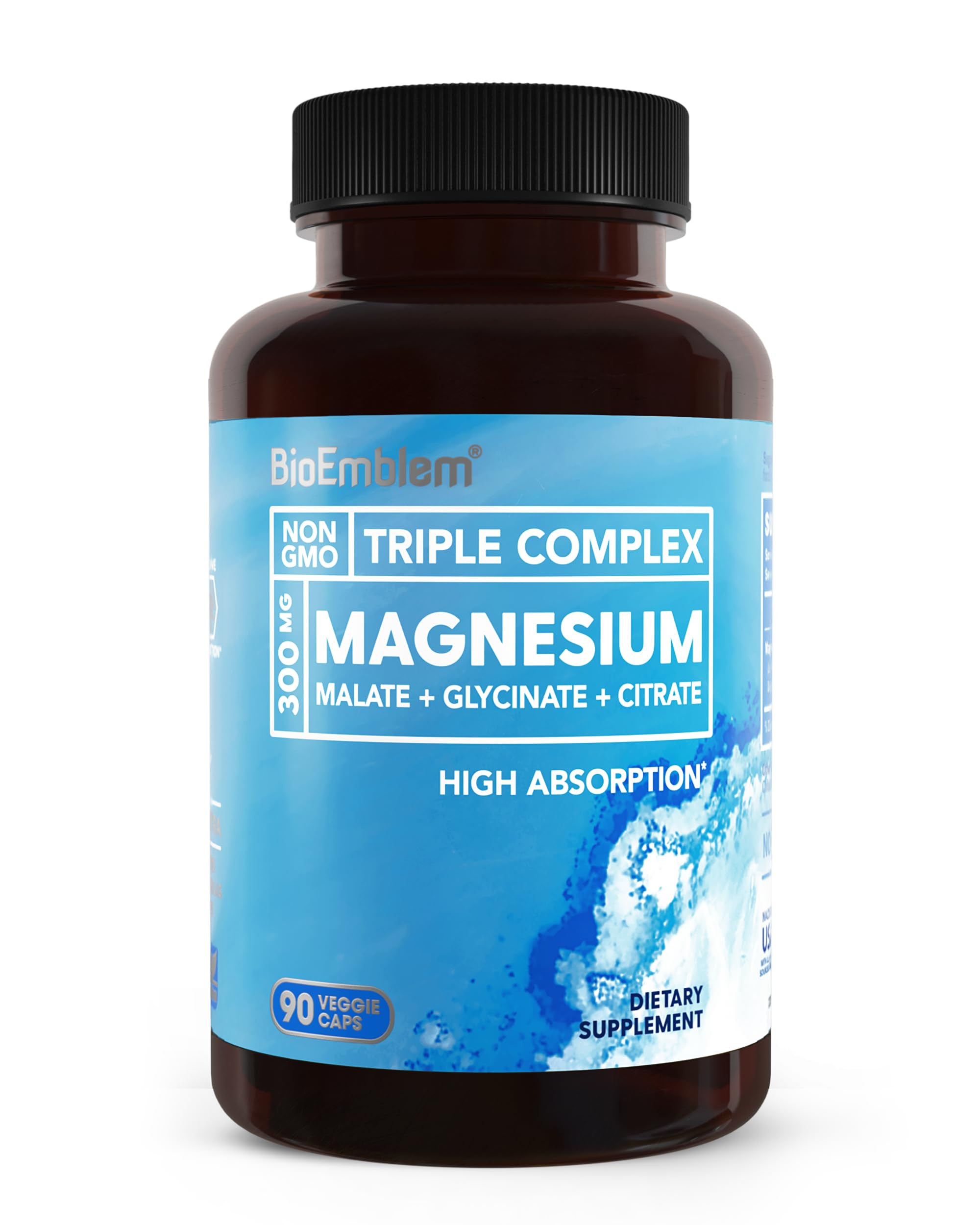 BioEmblem Triple Magnesium Complex | 300mg Magnesium Glycinate, Malate & Citrate | High Absorptio... | Amazon (US)