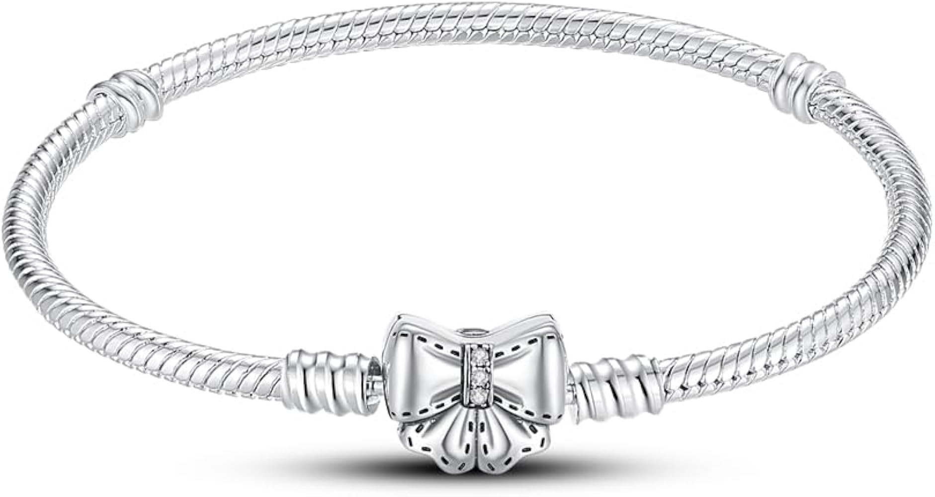 KUNSIR 925 Sterling Silver Snake Chain Bracelet Basic Charm Bracelets with 5A Cubic Zirconia for ... | Amazon (US)