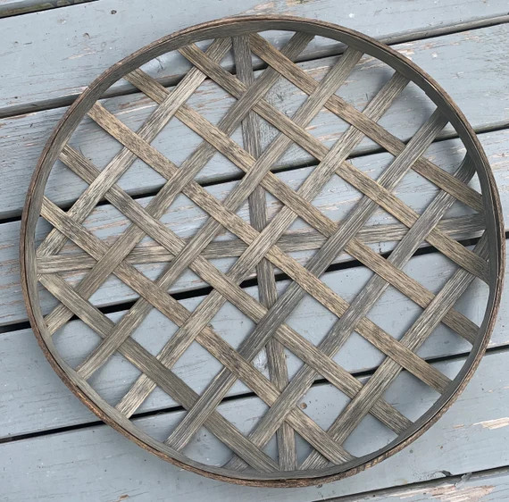 24” Round Handmade Tobacco Basket | Basket Wall Decor  | Driftwood Decor| Basket Wall Decor| To... | Etsy (US)