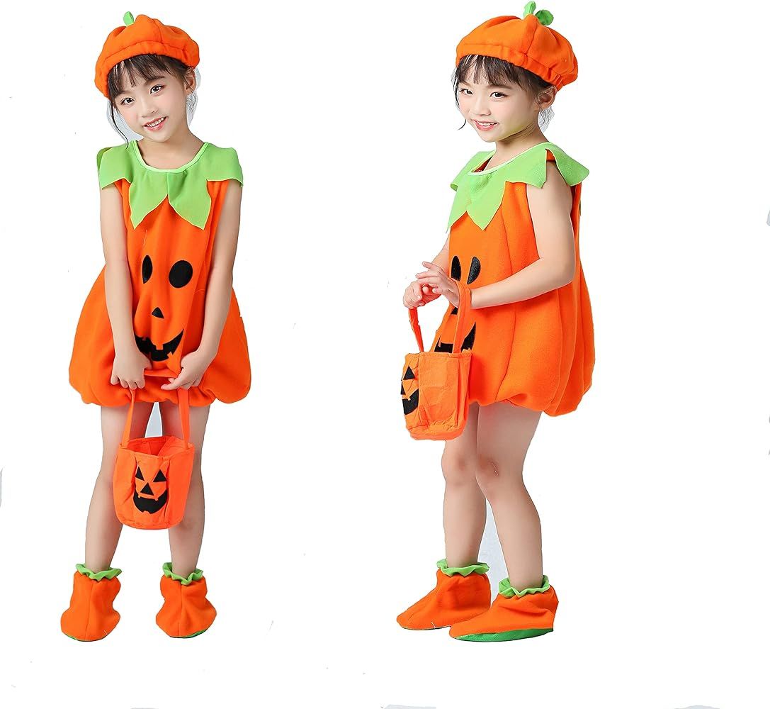 Halloween Pumpkin Costumes with Hat & Shoes - Watshi Cute Baby Kids Dress ups Pumpkin Party Costu... | Amazon (US)