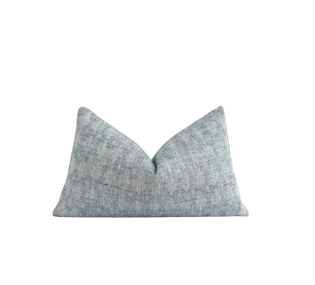 Woven Jacquard Pillow Cover, Chambray Decorative Throw Pillow, Medallion Accent for Beach House, ... | Etsy (US)