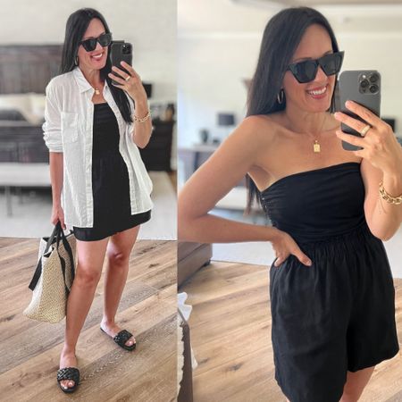 Lightweight summer layers! 

Sizing:
Tube top-Old Navy, fits snug. Size up. 
Pull on shorts-H&M, wearing medium 
White linen button down-wearing large for looser fit 

summer outfit | vacation outfit | matching base layer | straw tote bag | sandals | casual outfit 



#LTKStyleTip #LTKFindsUnder50 #LTKOver40