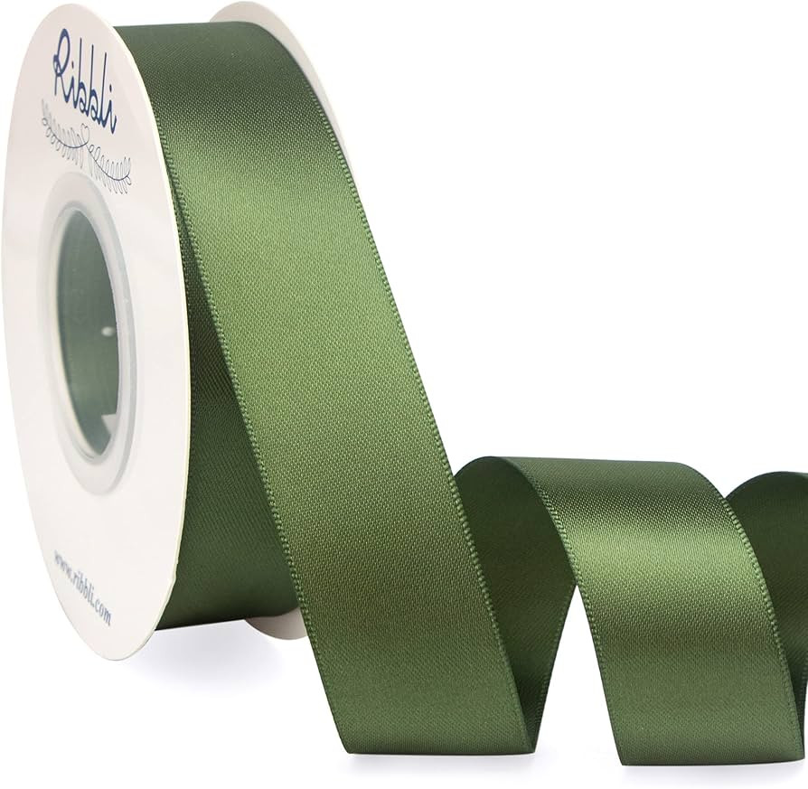 Ribbli Moss Green Satin Ribbon,Double Faced Satin 1 inch x Continuous 25 Yards,Use for Bows Bouqu... | Amazon (US)
