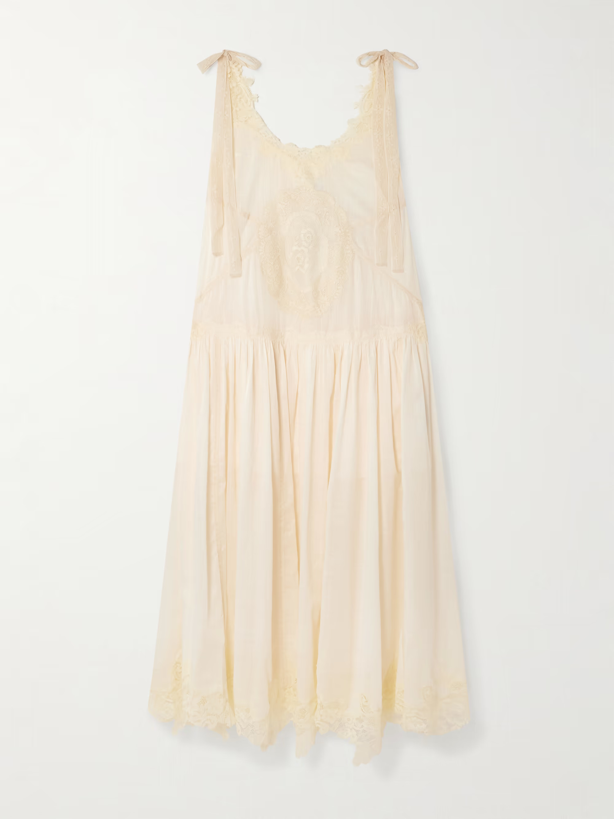 Cascadian lace-trimmed checked cotton-voile midi dress | NET-A-PORTER (US)