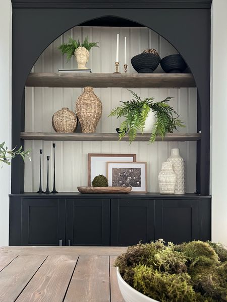My built in cabinet styled for Spring! 
Earthy neutrals, modern organic 

#LTKFind #LTKSeasonal #LTKhome
