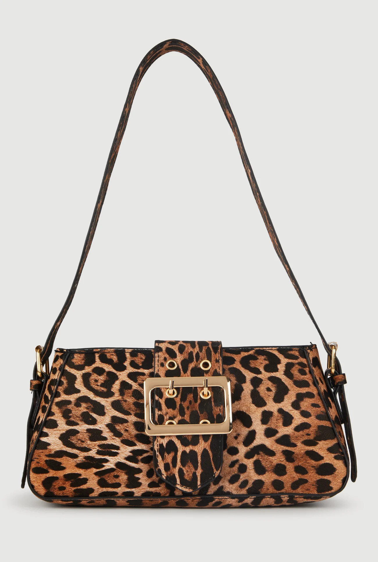 Leopard Print Buckle Detail Shoulder Bag | Rainbow Shops