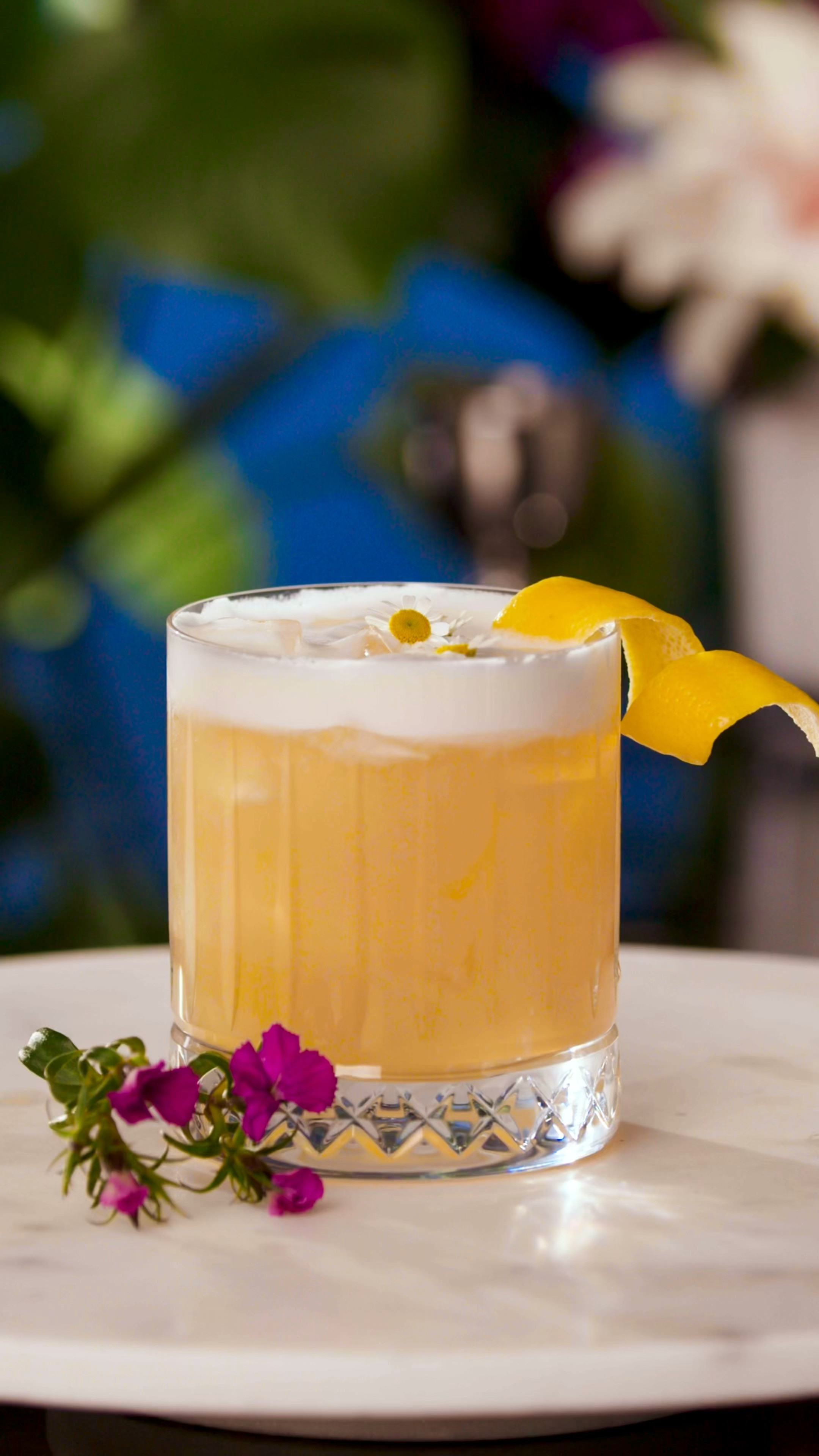 Chamomile Whiskey Sour
2 ounces of whiskey 
2 ounces of lemon juice 
3/4 ounce honey chamomile simple syrup 
One egg white 

#LTKparties #LTKVideo #LTKhome