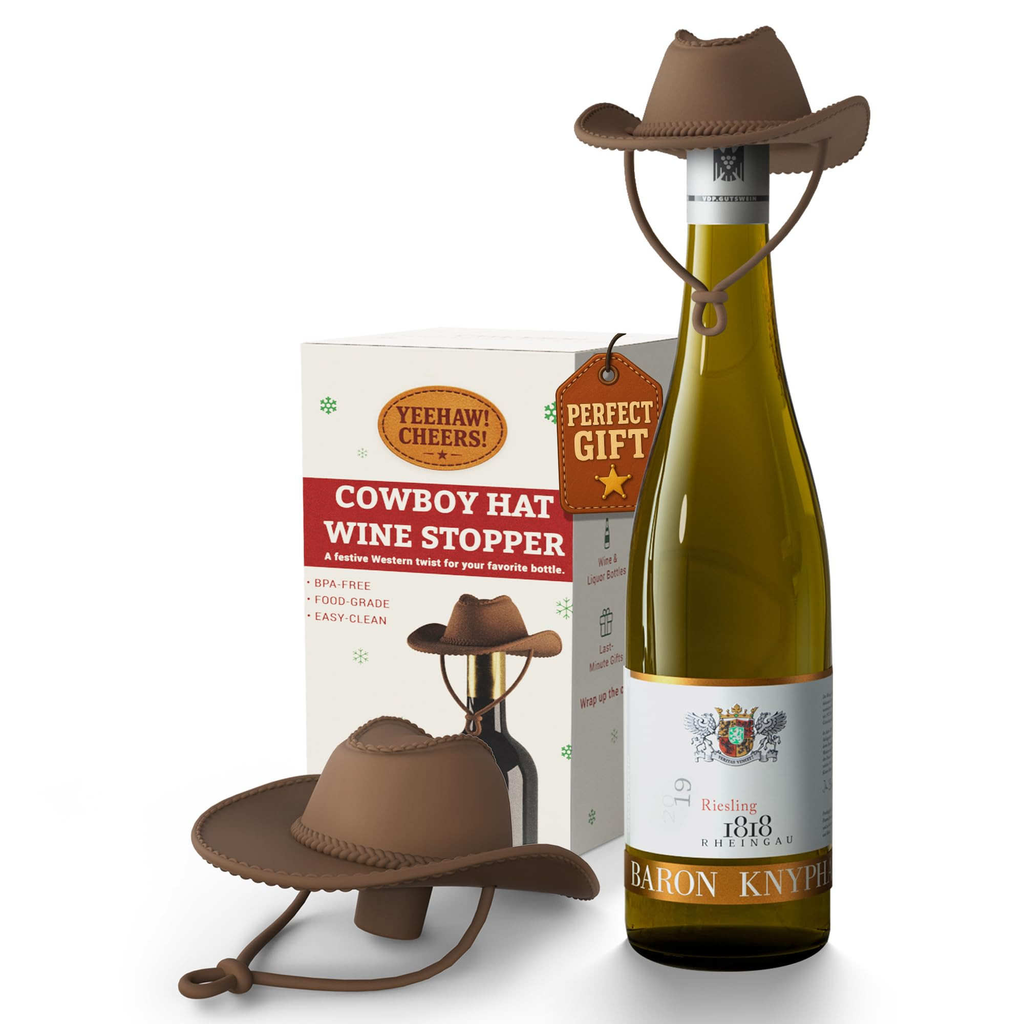 Cowboy Hat Wine Stopper, Funny Wine Gift for Wine Lovers, Wine Accessories, Silicone Bottle Stopp... | Amazon (US)