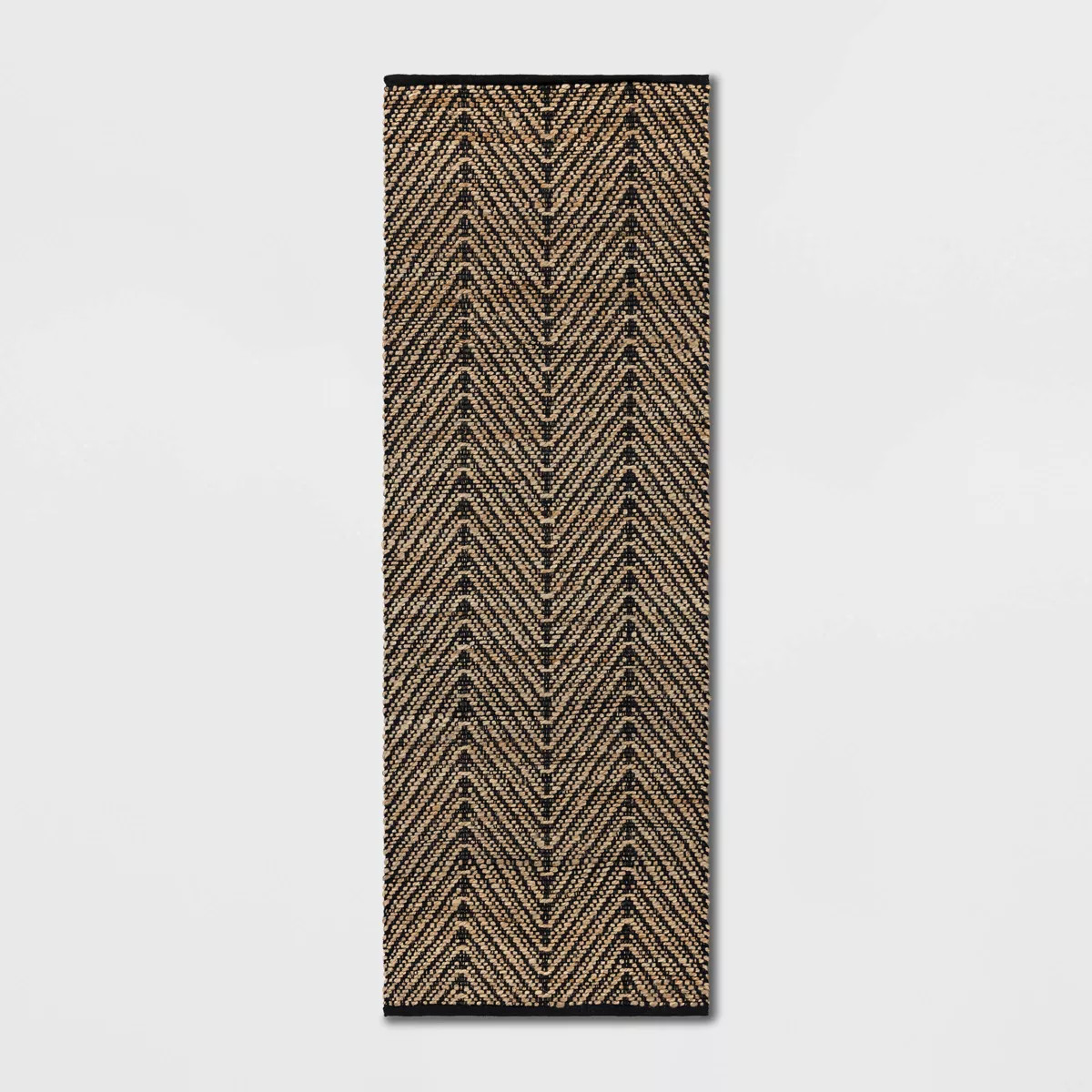 2'4"x7' Handloom Chevron Runner Rug Black - Threshold™: Jute & Cotton, Indoor, Abstract Pattern... | Target