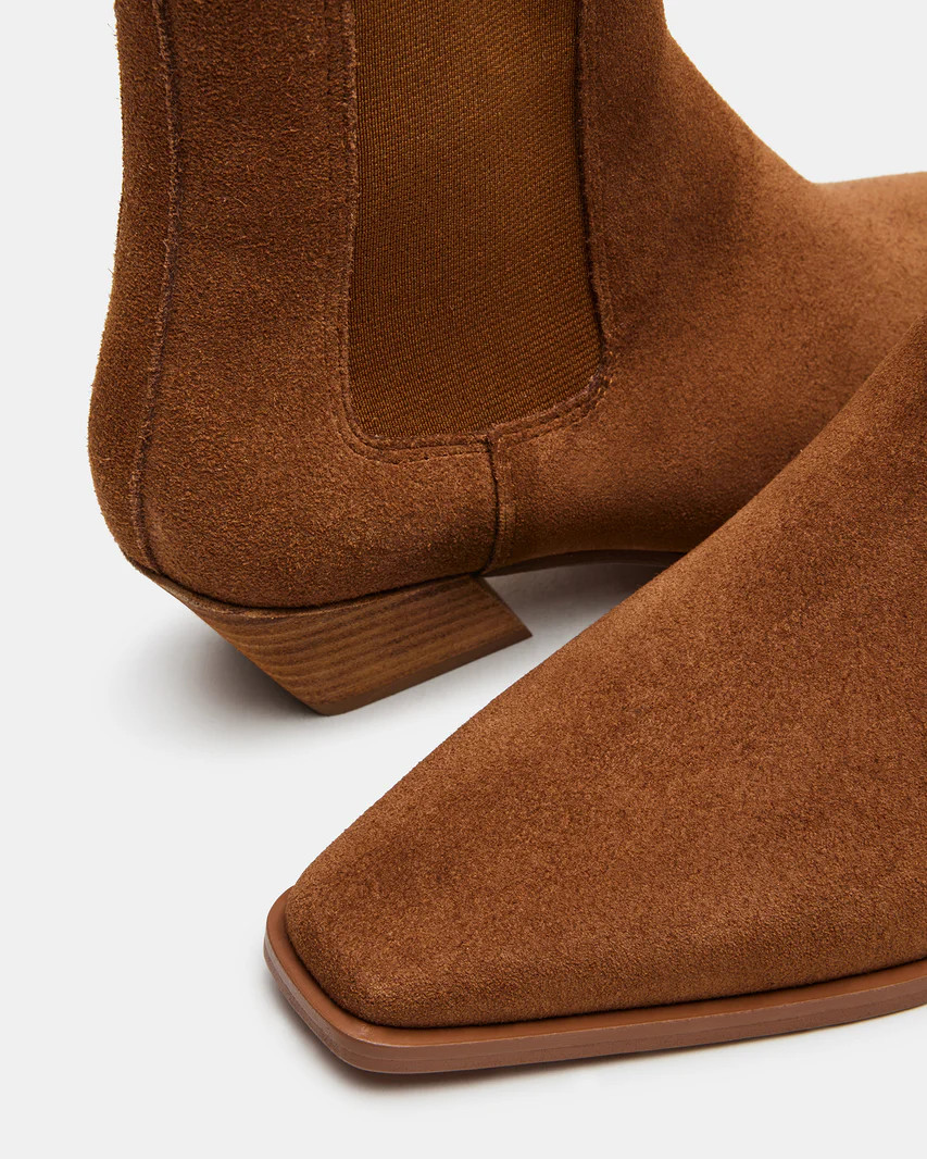 EVAN Chestnut Suede Chelsea Ankle Boot | Women's Booties | Steve Madden (US)