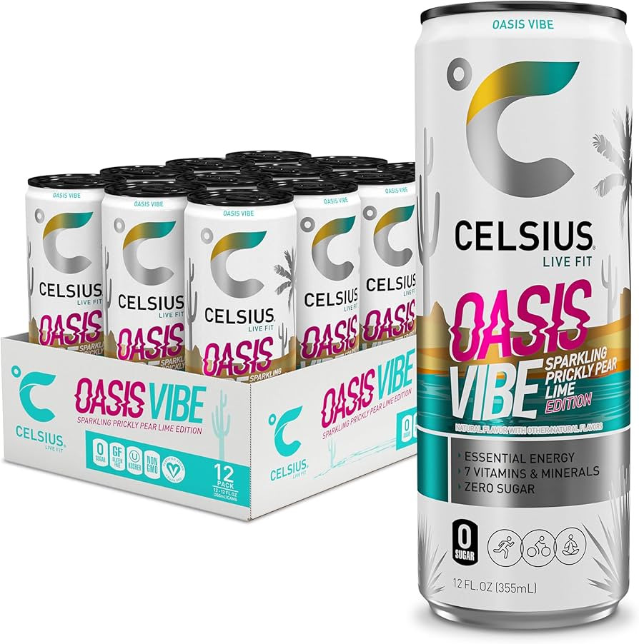 CELSIUS Sparkling Oasis Vibe, Functional Essential Energy Drink, 12 Fl Oz (Pack of 12) | Amazon (US)